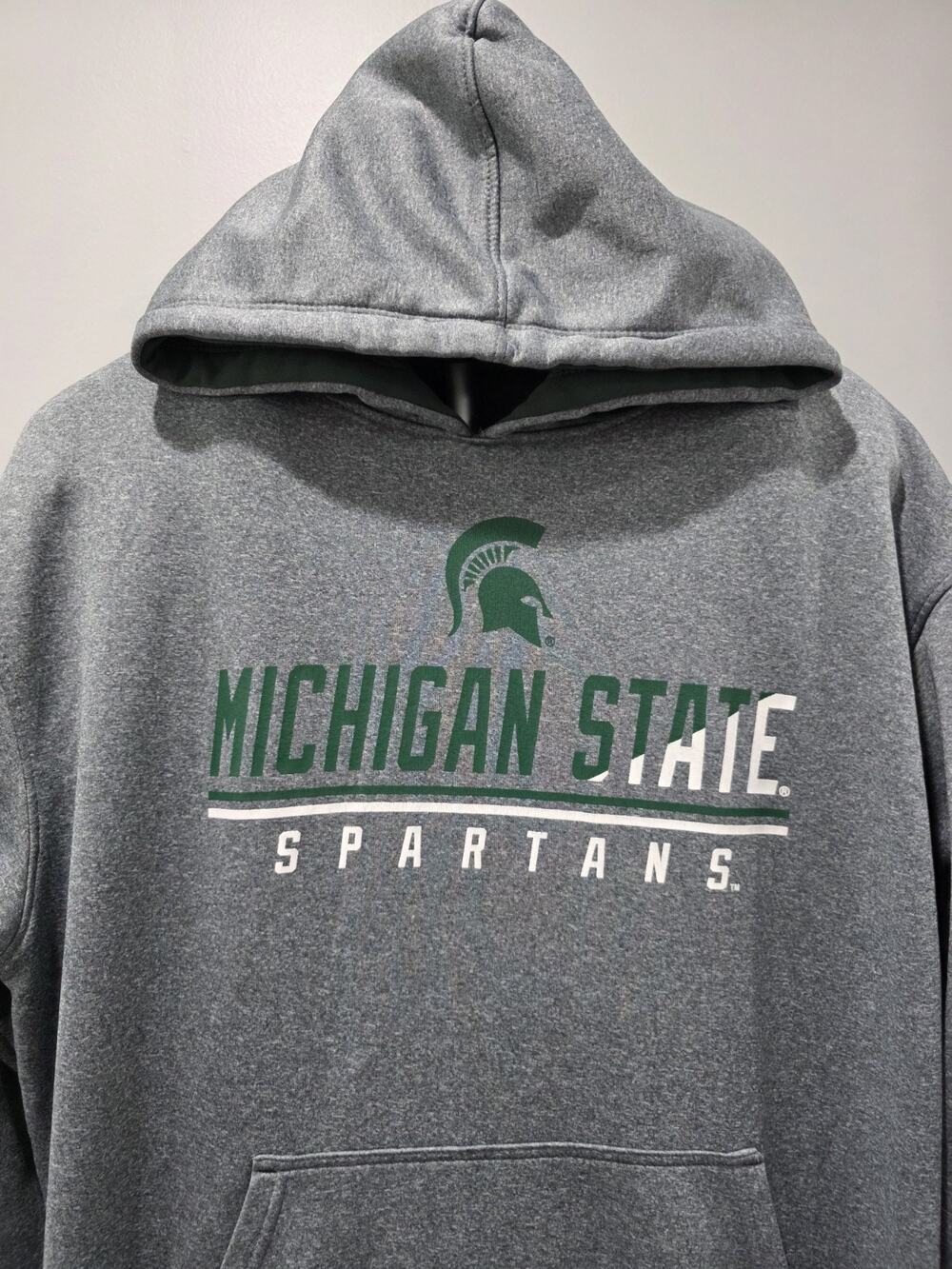 Michigan State Spartans Champion Hoodie Men’s Large Gray Green MSU Pullover